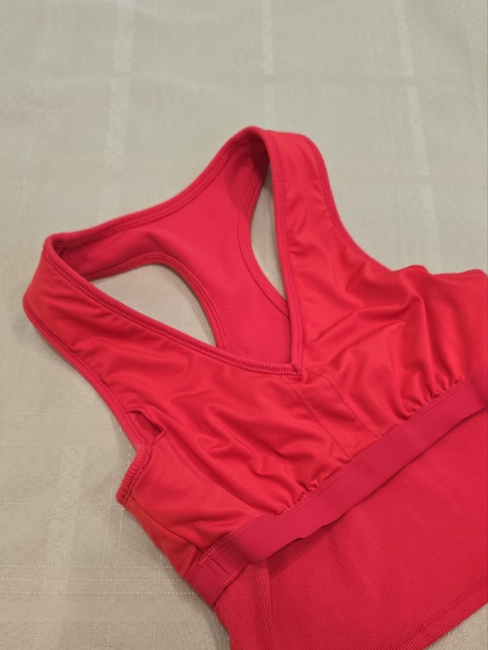 ALO Yoga Goddess Ribbed Cropped Racerback Tank - Red - Picture 6 of 9